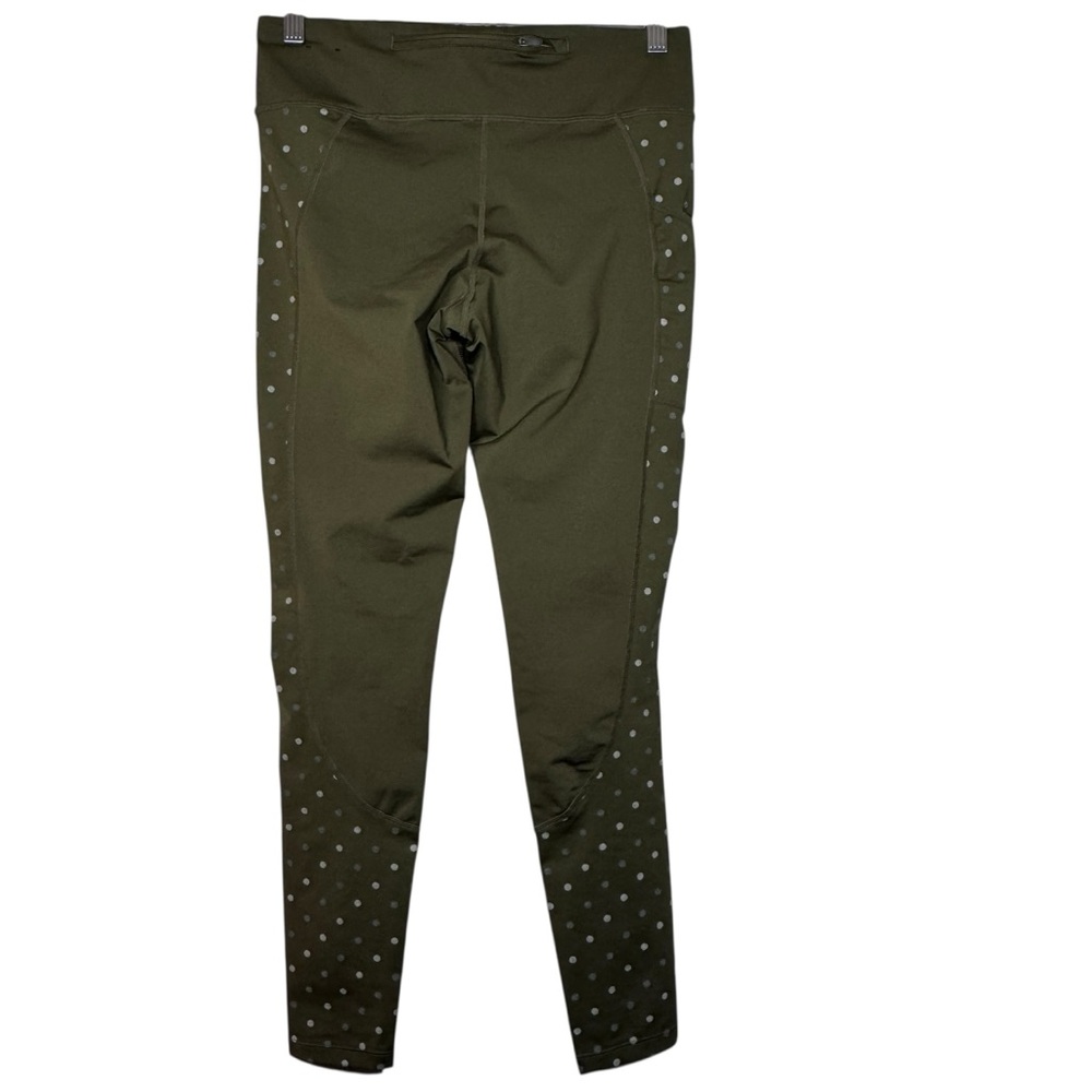 Nike Dri-Fit Dark Green Athletic Leggings with Polka Dot Pattern - Size Medium - Picture 2 of 6